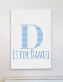 Personalised Child Initial and Name Beautiful Canvas Print ideal for Nursery or Child Bedroom