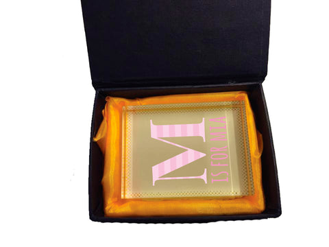 BB08 - Personalised Initial Name Crystal Block with Presentation Gift Box