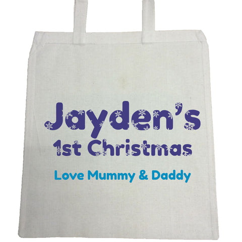 BB09 - Snowflake letters for Baby Personalised Canvas Bag for Life