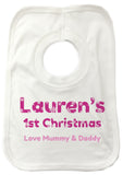 BB09 - Personalised Snowflake 1st Christmas Baby Bib