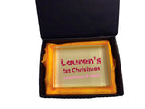 BB09 - Snowflake letters for Baby Personalised Crystal Block with Presentation Gift Box