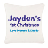 Snowflake letters for Baby Boy or Girl Personalised Canvas Cushion Cover