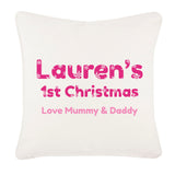 Snowflake letters for Baby Boy or Girl Personalised Canvas Cushion Cover