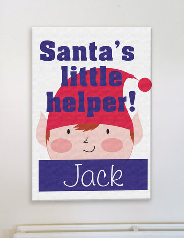 Christmas Personalised Santa's Little Helper Elf with Child's Name Canvas Print