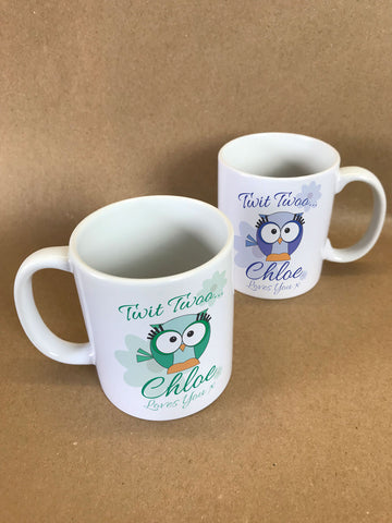 BB21 - Owl Personalised Mug & White Gift Box