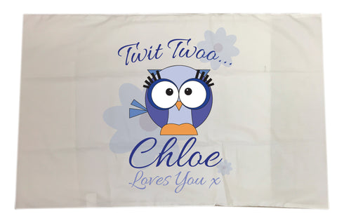 BB21 - Owl Personalised White Pillow Case Cover