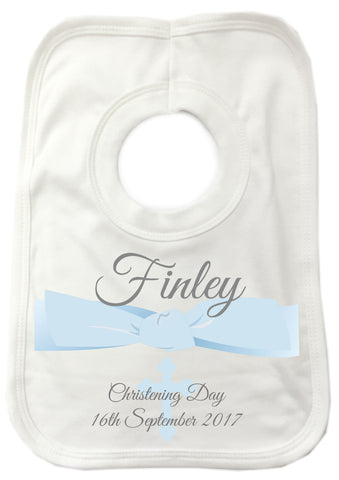 BC04 - Personalised Christening / Baptism Baby Bib - Baby Boy or Girl