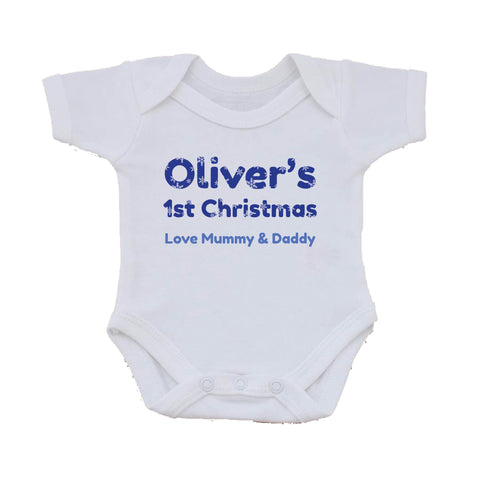 BB09 - Christmas Personalised Snowflake Baby Vest