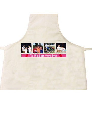 To The Best Mum Ever Personalised with 4 Photos and Message Adult & Child Aprons