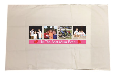 MO15 - Best Mum Ever Photo and Message Personalised White Pillow Case Cover
