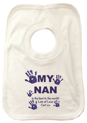 CB10 - My Mum/Nan is the best in the world! Lots of Love (Name(s)) xx Personalised Baby Bib
