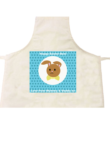 EA06 - Personalised Blue Spotty Easter Bunny Apron