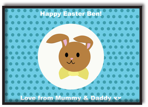 EA06 - Personalised Blue Spotty Easter Bunny Print