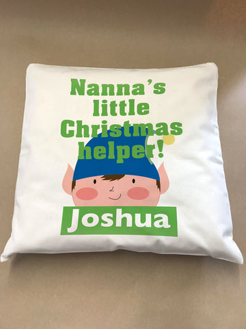 Nanna's Little Christmas Helper Personalised Canvas Cushion Cover