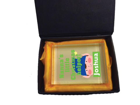 CA02 - Nanna's Littler Christmas Helper Personalised Crystal Block with Presentation Gift Box