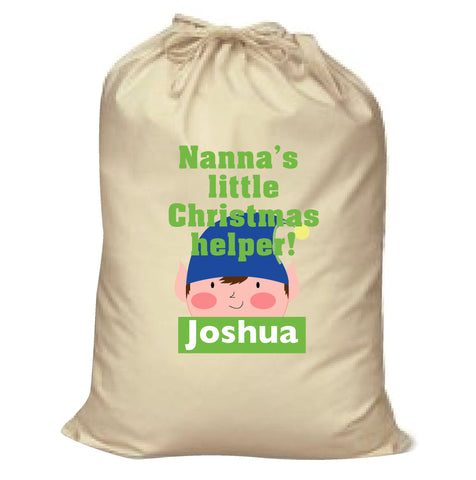 CA02 - Nanna's Littler Christmas Helper Personalised Canvas Santa Sack