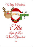 CA04 - Cute Reindeer, Santa and Snowman Christmas Personalised Print