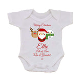 CA04 - Cute Reindeer, Santa and Snowman Christmas Personalised Baby Bib