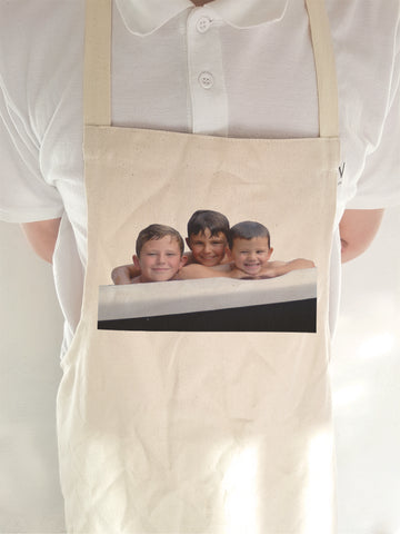 Personalised Your Photo and Your Message on High-Quality Canvas Apron for Adult & Child.