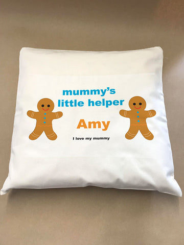 Mummy's Little Helper Personalised Canvas Cushion Cover