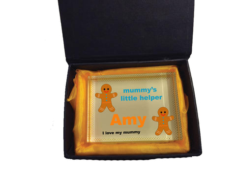 CB08 - Mummy's Little Helper Personalised Crystal Block with Presentation Gift Box