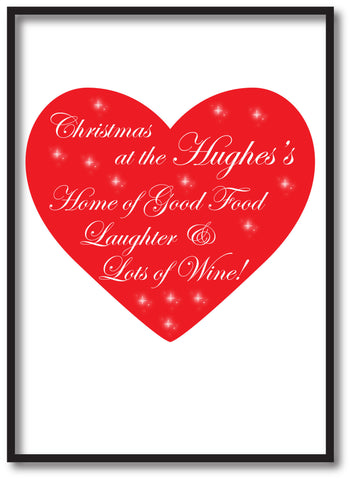 CA12 - Home of Good Food, Laughter and Lots of Wine Christmas Personalised Print
