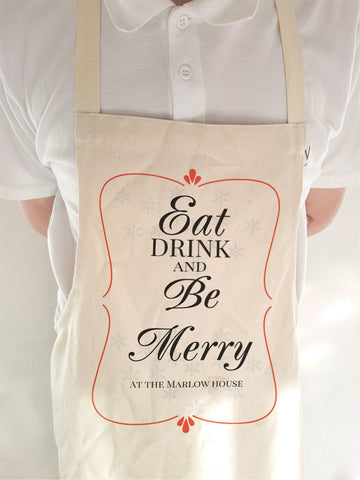 Eat Drink and Be Merry Christmas Personalised Apron
