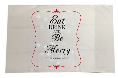 CA16 - Eat Drink and Be Merry Christmas Personalised White Pillow Case Cover