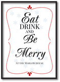 CA16 - Eat Drink and Be Merry Christmas Personalised Canvas Print