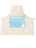 CA23 - Cute Baby 1st Christmas Pink/Blue Snowman Personalised Cooking Apron
