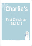 CA23 - Cute Baby 1st Christmas Pink/Blue Snowman Personalised Canvas Print