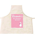 CA23 - Cute Baby 1st Christmas Pink/Blue Snowman Personalised Cooking Apron