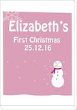 CA23 - Cute Baby 1st Christmas Pink/Blue Snowman Personalised Print