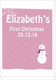 CA23 - Cute Baby 1st Christmas Pink/Blue Snowman Personalised Canvas Print