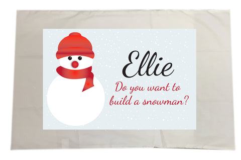 CA05 - Do You Want to Build a Snowman Christmas Personalised White Pillow Case Cover