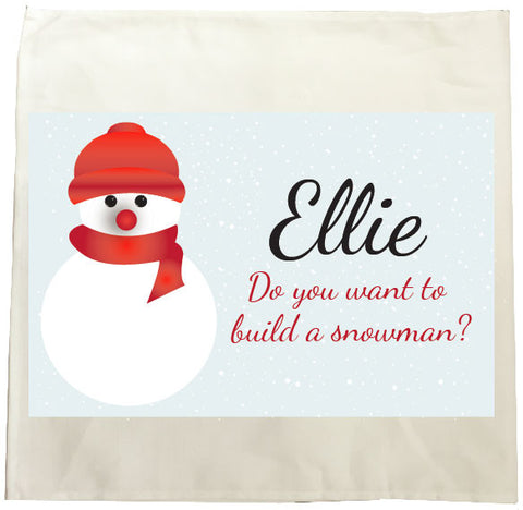 CA05 - Do You Want to Build a Snowman Christmas Personalised Tea Towel