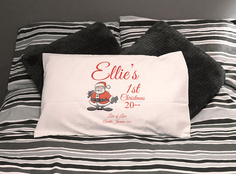 CB01 - Santa's 1st Christmas Personalised White Pillow Case Cover