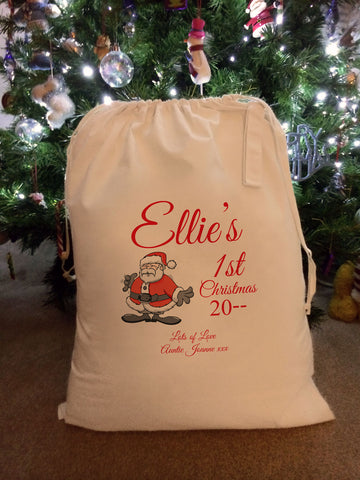 CB01 Santa's 1st Christmas Personalised Canvas Santa Sack