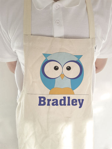 Boys One Owl Personalised Apron