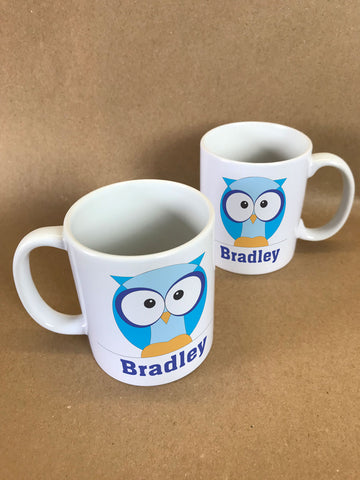 CB03 - Boys One Owl Personalised Mug & White Gift Box