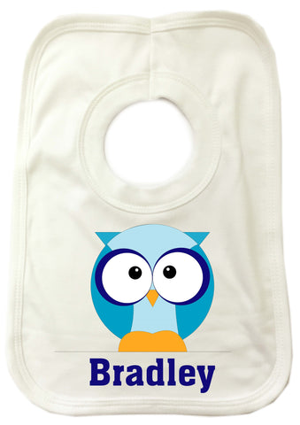 CB03 - Boys One Owl Personalised Baby Bib