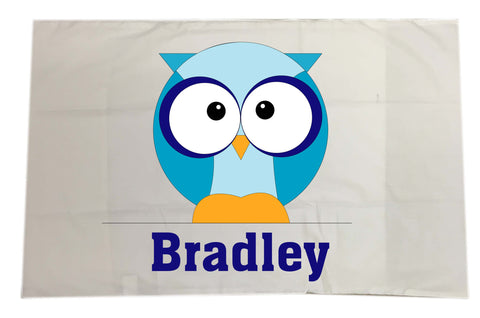 CB03 - Boys One Owl Personalised White Pillow Case Cover