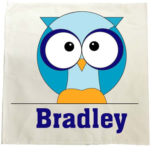 CB03 - Boys One Owl Personalised Tea Towel