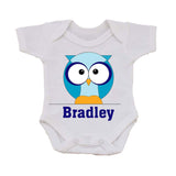 CB03 - Boys One Owl Personalised Baby Vest