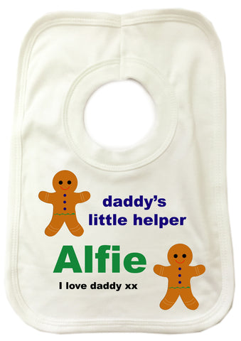 CB05 - Daddy's Little Gingerbread Helper Personalised Baby Bib