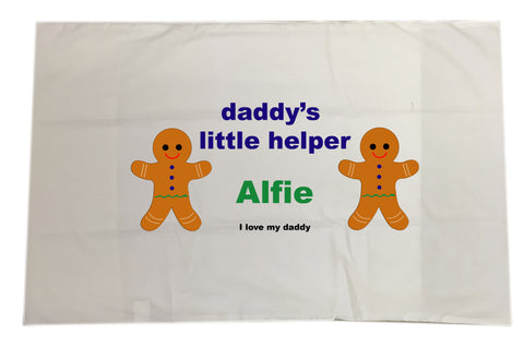 CB05 - Daddy's Little Gingerbread Helper Personalised White Pillow Case Cover