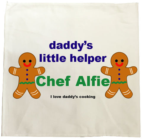 CB05 - Daddy's Little Gingerbread Helper Personalised Tea Towel