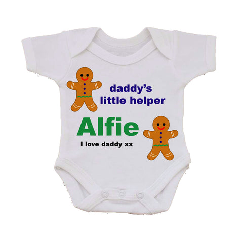 CB05 - Daddy's Little Gingerbread Helper Personalised Baby Vest