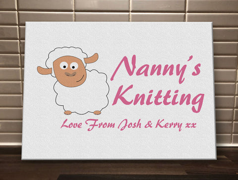 CB09 - Mummy's/ Nanny's Knitting Love From Name or Names Personalised Canvas Print