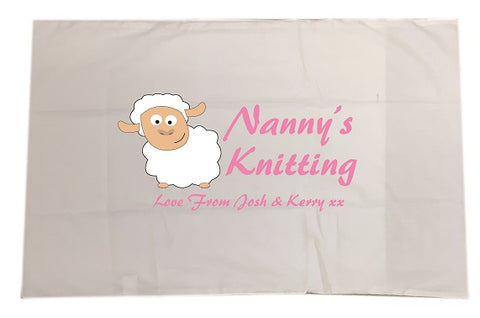 CB09 - Mummy's/ Nanny's Knitting Love From Name or Names Personalised White Pillow Case Cover